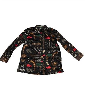 Lauren Ralph Lauren Shirt Womens XL Black Equestrian Horse Riding Western Bridle